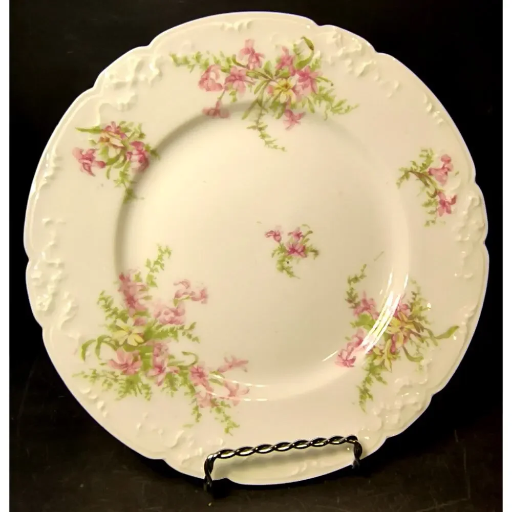 1906.  Bread or Dessert Plate A. Lanternier Limoges France Pink Floral